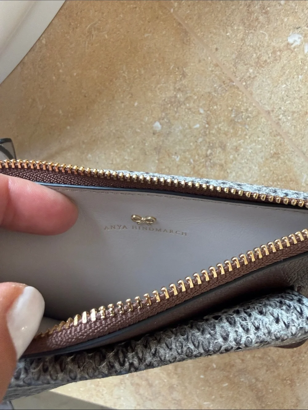 • Anya Hindmarch Brown with GrayTextured Crossbody Phone bag